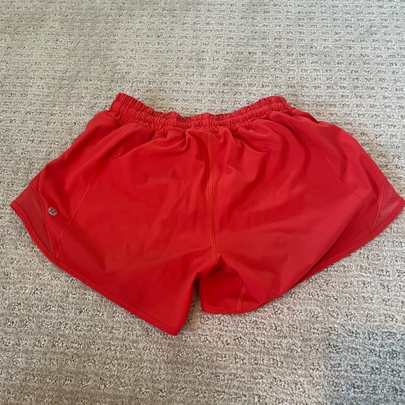 carnation red lululemon shorts, size 4, 4 inch, low rise, very good condition - Picture 2 of 5